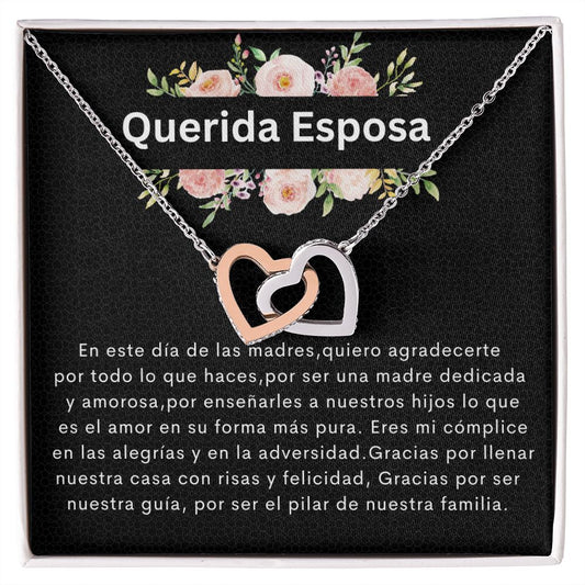 Querida Esposa | Eres el Pilar de Nuestra Familia | Collar de Corazones Entrelazados